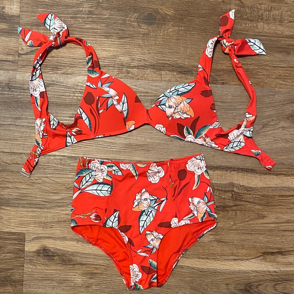 Red Floral Bikini